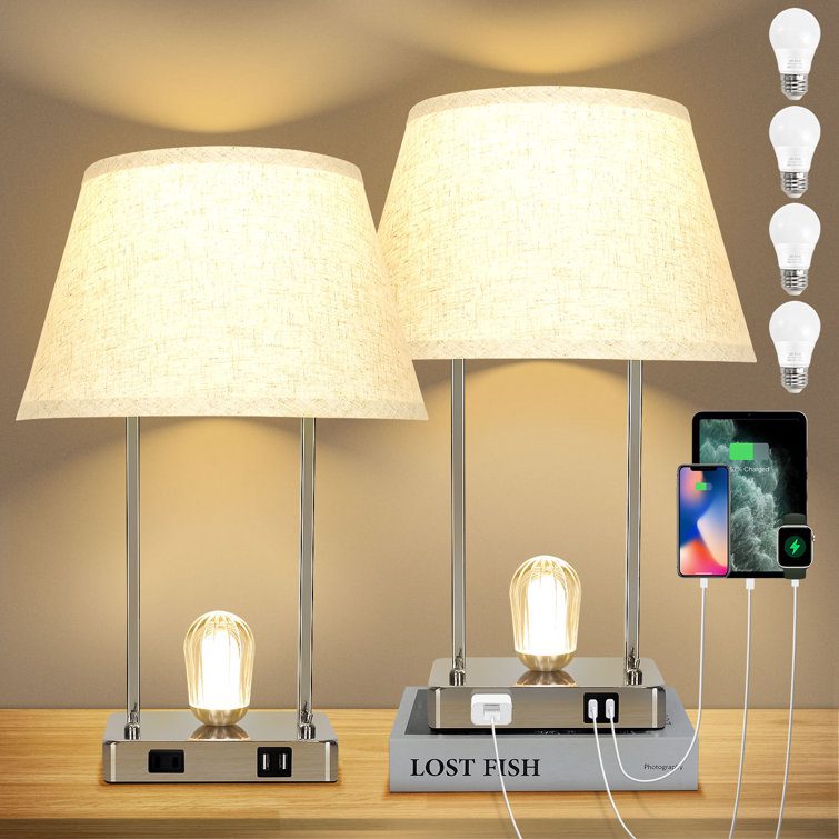 Latitude Run® Metal Table Lamps for Bedroom - Bedside Lamps with